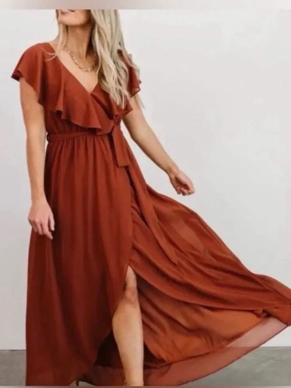 Baltic Born Dress Katya Maxi Bridesmaid Wedding Boho Rust Orange Brown Size XXL